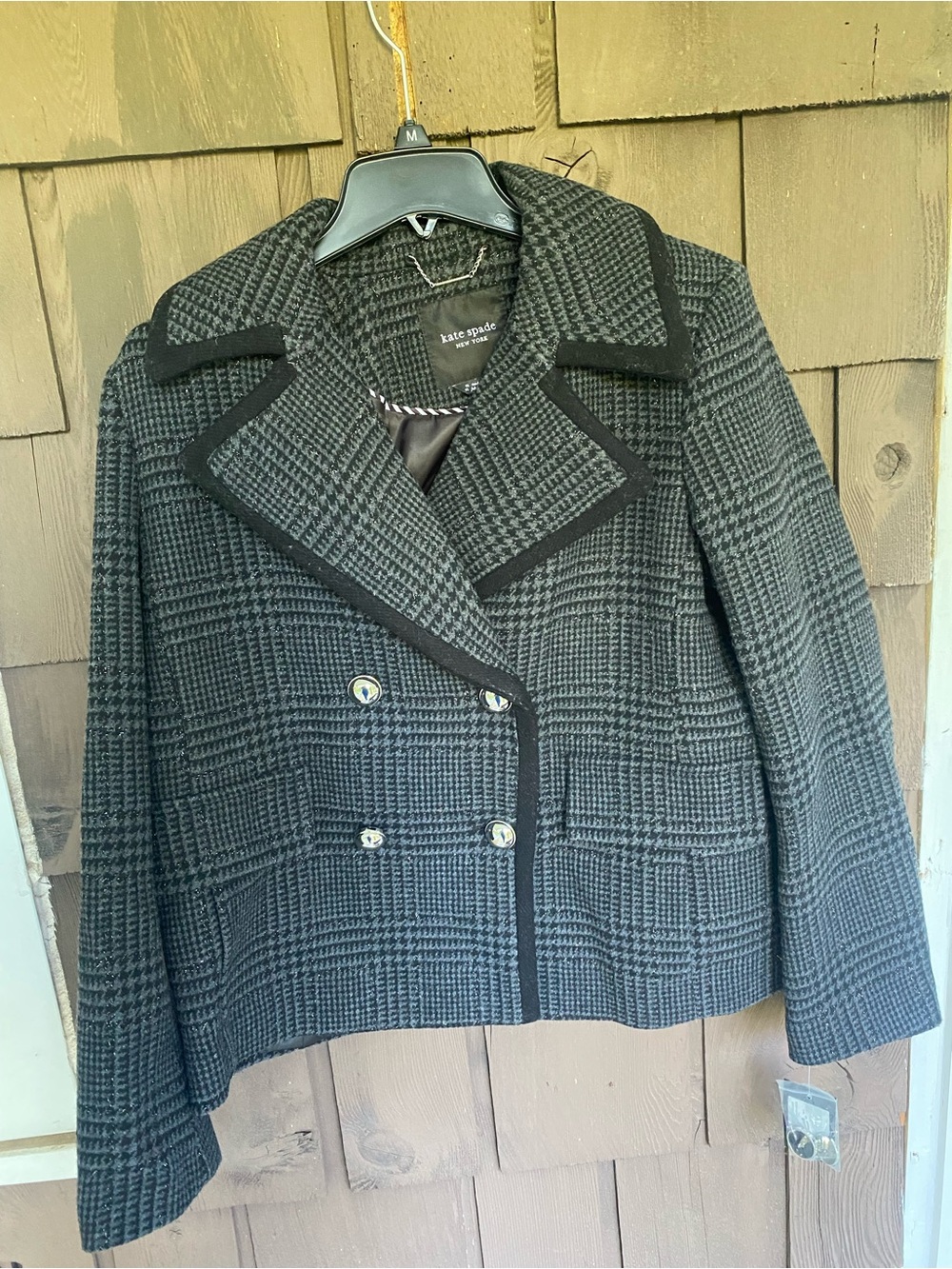 kate spade Black and Gray Plaid  Blazer